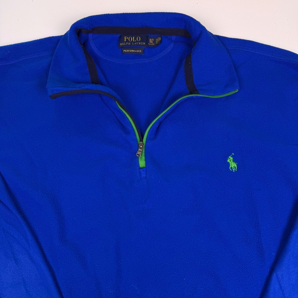 Polo Ralph Lauren Performance Mens XLT Blue Green Quarter Zip Fleece Pullover